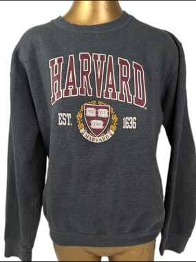 Harvard University Grey Sweatshirt With Maroon/White Graphics Medium